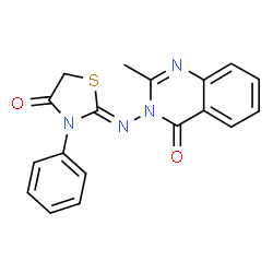 ChemSpider 2D Image | 2-Methyl-3-(4-oxo-3-phenylthiazolidin-2-ylideneamino)-4(3H)-quinazolinone | C18H14N4O2S