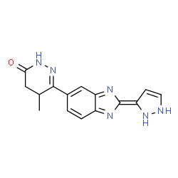 ChemSpider 2D Image | 6-[(2E)-2-(1,2-Dihydro-3H-pyrazol-3-ylidene)-2H-benzimidazol-5-yl]-5-methyl-4,5-dihydro-3(2H)-pyridazinone | C15H14N6O