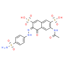 ChemSpider 2D Image | (3E)-6-Acetamido-4-oxo-3-[(4-sulfamoylphenyl)hydrazono]-3,4-dihydro-2,7-naphthalenedisulfonic acid | C18H16N4O10S3