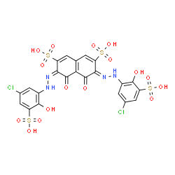 ChemSpider 2D Image | (3Z,6E)-3,6-Bis[(5-chloro-2-hydroxy-3-sulfophenyl)hydrazono]-4,5-dioxo-3,4,5,6-tetrahydro-2,7-naphthalenedisulfonic acid | C22H14Cl2N4O16S4
