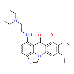 ChemSpider 2D Image | 5-((2-(Diethylamino)ethyl)amino)-7-hydroxy-8,9-dimethoxy-6H-imidazo[4,5,1-de]acridin-6-one | C22H26N4O4