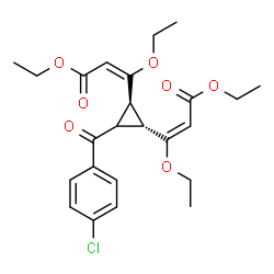 ChemSpider 2D Image | Diethyl (2E,2'E)-3,3'-[(1S,2S)-3-(4-chlorobenzoyl)-1,2-cyclopropanediyl]bis(3-ethoxyacrylate) | C24H29ClO7