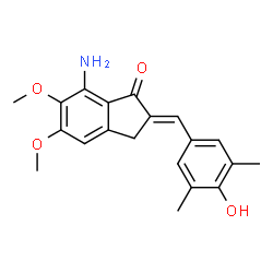 ChemSpider 2D Image | (2E)-7-Amino-2-(4-hydroxy-3,5-dimethylbenzylidene)-5,6-dimethoxy-1-indanone | C20H21NO4