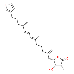 ChemSpider 2D Image | (3R,4S,5S)-5-[(6E,8E,10S)-13-(3-Furyl)-6,10-dimethyl-2-methylene-6,8-tridecadien-1-yl]-4-hydroxy-3-methyldihydro-2(3H)-furanone | C25H36O4