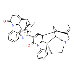 ChemSpider 2D Image | (1R,1'R,12S,13R,13'S,14E,14'E,17'R,19S,19'S,21S,21'S)-14,14'-Diethylidene-10,17'-bi(8,16-diazahexacyclo[11.5.2.1~1,8~.0~2,7~.0~12,21~.0~16,19~]henicosane)-2,2',4,4',6,6',10,11'-octaene-9,9'-dione | C42H42N4O2