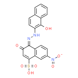 ChemSpider 2D Image | (4E)-4-[(1-Hydroxy-2-naphthyl)hydrazono]-7-nitro-3-oxo-3,4-dihydro-1-naphthalenesulfonic acid | C20H13N3O7S