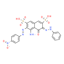 ChemSpider 2D Image | (3Z)-5-Amino-6-[(E)-(4-nitrophenyl)diazenyl]-4-oxo-3-(phenylhydrazono)-3,4-dihydro-2,7-naphthalenedisulfonic acid | C22H16N6O9S2