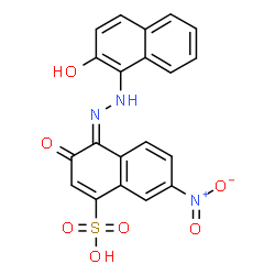 ChemSpider 2D Image | (4E)-4-[(2-Hydroxy-1-naphthyl)hydrazono]-7-nitro-3-oxo-3,4-dihydro-1-naphthalenesulfonic acid | C20H13N3O7S