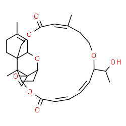 ChemSpider 2D Image | (12'Z,18'Z,20'Z)-17'-(1-Hydroxyethyl)-5',13',25'-trimethyl-11'H,22'H-spiro[oxirane-2,26'-[2,10,16,23]tetraoxatetracyclo[22.2.1.0~3,8~.0~8,25~]heptacosa[4,12,18,20]tetraene]-11',22'-dione | C29H38O8
