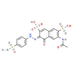ChemSpider 2D Image | (3Z)-6-Acetamido-4-oxo-3-[(4-sulfamoylphenyl)hydrazono]-3,4-dihydro-2,7-naphthalenedisulfonic acid | C18H16N4O10S3