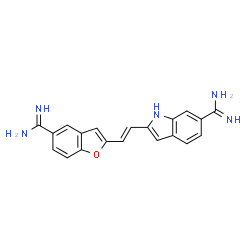 ChemSpider 2D Image | 2-[(E)-2-(5-Carbamimidoyl-1-benzofuran-2-yl)vinyl]-1H-indole-6-carboximidamide | C20H17N5O