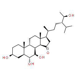 ChemSpider 2D Image | (3beta,5alpha,6alpha,7beta,8alpha,9beta,20S,24S,28R)-3,6,7,28-Tetrahydroxystigmastan-15-one | C29H50O5