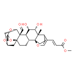 ChemSpider 2D Image | Methyl (2E)-3-[(1S,2R,5S,7R,9S,11R,12R,13S,14S,15R,16S,17R)-12-formyl-14,15-dihydroxy-7,16-dimethyl-6,8,20,23-tetraoxaheptacyclo[15.3.2.1~5,9~.1~7,11~.0~1,16~.0~2,13~.0~5,12~]tetracos-18-en-18-yl]acrylate | C27H34O9