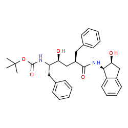 ChemSpider 2D Image | 2-Methyl-2-propanyl [(2S,3S,5R)-5-benzyl-3-hydroxy-6-{[(1R,2S)-2-hydroxy-2,3-dihydro-1H-inden-1-yl]amino}-6-oxo-1-phenyl-2-hexanyl]carbamate | C33H40N2O5