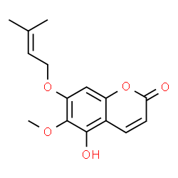 ChemSpider 2D Image | 5-Hydroxy-6-methoxy-7-(3-methyl-but-2-enyloxy)-1-benzopyran-2-one | C15H16O5