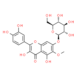 ChemSpider 2D Image | 2-(3,4-Dihydroxyphenyl)-3,5-dihydroxy-6-methoxy-4-oxo-4H-chromen-7-yl beta-L-glucopyranoside | C22H22O13
