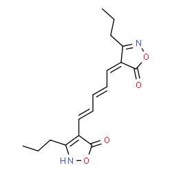 ChemSpider 2D Image | 4-[(1E,3E,5Z)-5-(5-Oxo-3-propyl-1,2-oxazol-4(5H)-ylidene)-1,3-pentadien-1-yl]-3-propyl-1,2-oxazol-5(2H)-one | C17H20N2O4