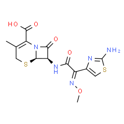 ChemSpider 2D Image | (6R,7R)-7-{[(2E)-2-(2-Amino-1,3-thiazol-4-yl)-2-(methoxyimino)acetyl]amino}-3-methyl-8-oxo-5-thia-1-azabicyclo[4.2.0]oct-2-ene-2-carboxylic acid | C14H15N5O5S2