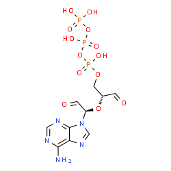 ChemSpider 2D Image | Triphosphoric acid, mono[(2R)-2-[(1R)-1-(6-amino-9H-purin-9-yl)-2-oxoethoxy]-3-oxopropyl] ester | C10H14N5O13P3