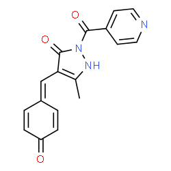 ChemSpider 2D Image | 2-Isonicotinoyl-5-methyl-4-[(4-oxo-2,5-cyclohexadien-1-ylidene)methyl]-1,2-dihydro-3H-pyrazol-3-one | C17H13N3O3
