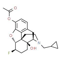 ChemSpider 2D Image | (5alpha,6beta)-17-(Cyclopropylmethyl)-6-fluoro-14-hydroxy-4,5-epoxymorphinan-3-yl acetate | C22H26FNO4