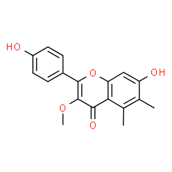 ChemSpider 2D Image | 7-Hydroxy-2-(4-hydroxyphenyl)-3-methoxy-5,6-dimethyl-4H-chromen-4-one | C18H16O5