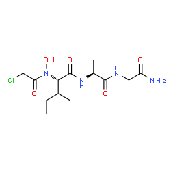 ChemSpider 2D Image | N-(Chloroacetyl)-N-hydroxy-L-isoleucyl-L-alanylglycinamide | C13H23ClN4O5