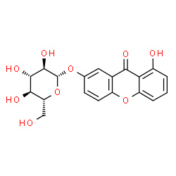 ChemSpider 2D Image | 8-Hydroxy-9-oxo-9H-xanthen-2-yl beta-D-glucopyranoside | C19H18O9