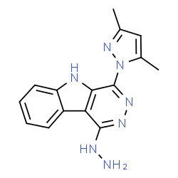ChemSpider 2D Image | 1-Hydrazino-4-(3,5-dimethyl-1-pyrazolyl)pyridazino(4,5-b)indole | C15H15N7