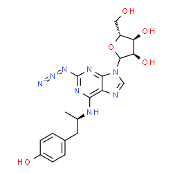 ChemSpider 2D Image | 2-Azido-N-[(2R)-1-(4-hydroxyphenyl)-2-propanyl]-9-(D-ribofuranosyl)-9H-purin-6-amine | C19H22N8O5