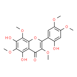 ChemSpider 2D Image | 5,7-Dihydroxy-2-(2-hydroxy-4,5-dimethoxyphenyl)-3,6,8-trimethoxy-4H-chromen-4-one | C20H20O10