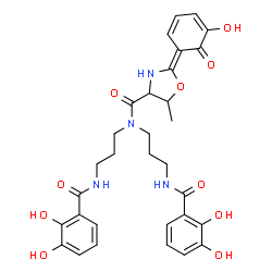 ChemSpider 2D Image | (2Z)-N,N-Bis{3-[(2,3-dihydroxybenzoyl)amino]propyl}-2-(5-hydroxy-6-oxo-2,4-cyclohexadien-1-ylidene)-5-methyl-1,3-oxazolidine-4-carboxamide | C31H34N4O10