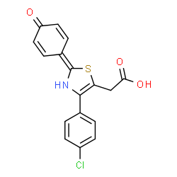 ChemSpider 2D Image | [4-(4-Chlorophenyl)-2-(4-oxo-2,5-cyclohexadien-1-ylidene)-2,3-dihydro-1,3-thiazol-5-yl]acetic acid | C17H12ClNO3S