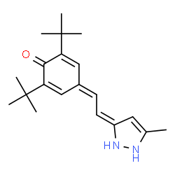 ChemSpider 2D Image | 4-[(2E)-2-(5-Methyl-1,2-dihydro-3H-pyrazol-3-ylidene)ethylidene]-2,6-bis(2-methyl-2-propanyl)-2,5-cyclohexadien-1-one | C20H28N2O