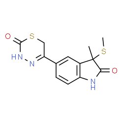 ChemSpider 2D Image | 3-Methyl-3-(methylsulfanyl)-5-(2-oxo-3,6-dihydro-2H-1,3,4-thiadiazin-5-yl)-1,3-dihydro-2H-indol-2-one | C13H13N3O2S2