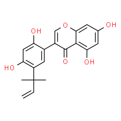 ChemSpider 2D Image | 3-[2,4-Dihydroxy-5-(2-methyl-3-buten-2-yl)phenyl]-5,7-dihydroxy-4H-chromen-4-one | C20H18O6