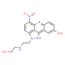 ChemSpider 2D Image | 2-{2-[(2-Hydroxyethyl)amino]ethyl}-5-nitro-1,2-dihydropyrazolo[3,4,5-kl]acridin-9-ol | C17H17N5O4