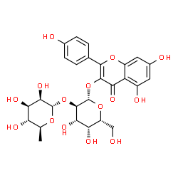 ChemSpider 2D Image | 5,7-Dihydroxy-2-(4-hydroxyphenyl)-4-oxo-4H-chromen-3-yl 2-O-(6-deoxy-alpha-L-mannopyranosyl)-beta-D-galactopyranoside | C27H30O15