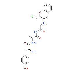 ChemSpider 2D Image | L-Tyrosyl-N-({[(2S)-4-chloro-3-oxo-1-phenyl-2-butanyl](methyl)amino}acetyl)-D-alaninamide | C25H31ClN4O5