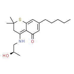 ChemSpider 2D Image | 4-{[(2R)-2-Hydroxypropyl]amino}-2,2-dimethyl-7-pentyl-2,3-dihydro-5H-thiochromen-5-one | C19H29NO2S