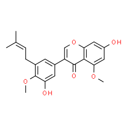 ChemSpider 2D Image | 7-Hydroxy-3-[3-hydroxy-4-methoxy-5-(3-methyl-2-buten-1-yl)phenyl]-5-methoxy-4H-chromen-4-one | C22H22O6