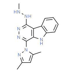 ChemSpider 2D Image | 4-(3,5-Dimethyl-1H-pyrazol-1-yl)-1-(2-methylhydrazino)-5H-pyridazino[4,5-b]indole | C16H17N7