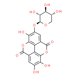 ChemSpider 2D Image | 3,7,8-Trihydroxy-5,10-dioxo-5,10-dihydrochromeno[5,4,3-cde]chromen-2-yl beta-D-xylopyranoside | C19H14O12
