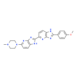ChemSpider 2D Image | 2'-(4-Methoxyphenyl)-5-(4-methyl-1-piperazinyl)-1H,1'H-2,5'-biimidazo[4,5-b]pyridine | C24H24N8O