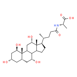 ChemSpider 2D Image | N-[(1beta,3alpha,5beta,7alpha,8xi,9xi,12alpha,14xi)-1,3,7,12-Tetrahydroxy-24-oxocholan-24-yl]-L-alanine | C27H45NO7