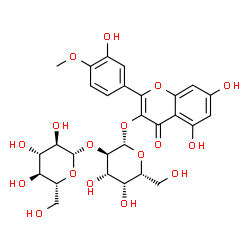 ChemSpider 2D Image | 5,7-Dihydroxy-2-(3-hydroxy-4-methoxyphenyl)-4-oxo-4H-chromen-3-yl 2-O-beta-D-glucopyranosyl-beta-D-galactopyranoside | C28H32O17