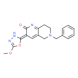ChemSpider 2D Image | (3E)-6-Benzyl-3-(5-methoxy-1,3,4-oxadiazol-2(3H)-ylidene)-5,6,7,8-tetrahydro-1,6-naphthyridin-2(3H)-one | C18H18N4O3