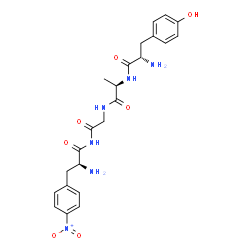 ChemSpider 2D Image | L-Tyrosyl-D-alanyl-N-[(2S)-2-amino-3-(4-nitrophenyl)propanoyl]glycinamide | C23H28N6O7