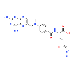 ChemSpider 2D Image | (1Z,5S)-5-Carboxy-5-[(4-{[(2,4-diamino-6-pteridinyl)methyl](methyl)amino}benzoyl)amino]-1-diazonio-1-penten-2-olate | C21H22N10O4