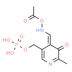 ChemSpider 2D Image | {(4E)-4-[(Acetoxyamino)methylene]-6-methyl-5-oxo-4,5-dihydro-3-pyridinyl}methyl dihydrogen phosphate | C10H13N2O7P